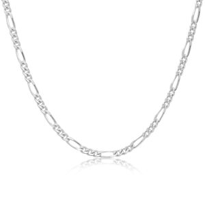 Silver Shoppe Jewelry Solid Sterling Silver Cross Necklace with 2mm Italian Figaro Chain For Women - 18