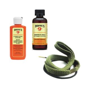 9mm Quality Gun Cleaning Snake, Hoppes No. 9 Bore Cleaner and Lube Oil Also .357.38.380 Caliber