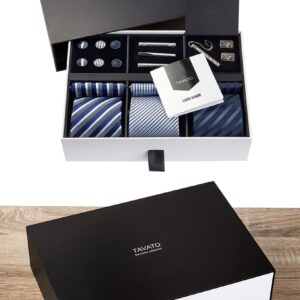 Premium Men’s Gift Tie Set Silky Necktie Pocket Squares Tie Clips Cufflinks For Men