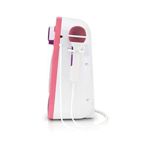 Singing Machine Kids SMK250PP Mood LED Glowing Bluetooth Sing-Along Speaker with Wired Youth Microphone Doubles as a Night Light, Pink/Purple