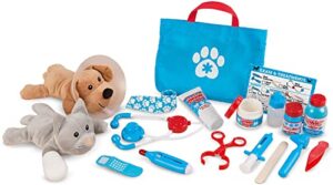 melissa & doug examine and treat pet vet play set (24 pcs) - kids veterinary play set, veterinarian kit for kids, steam toy, pretend play doctor set for kids ages 3+