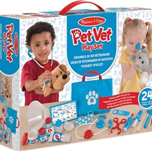 Melissa & Doug Examine and Treat Pet Vet Play Set (24 pcs) - Kids Veterinary Play Set, Veterinarian Kit For Kids, STEAM Toy, Pretend Play Doctor Set For Kids Ages 3+