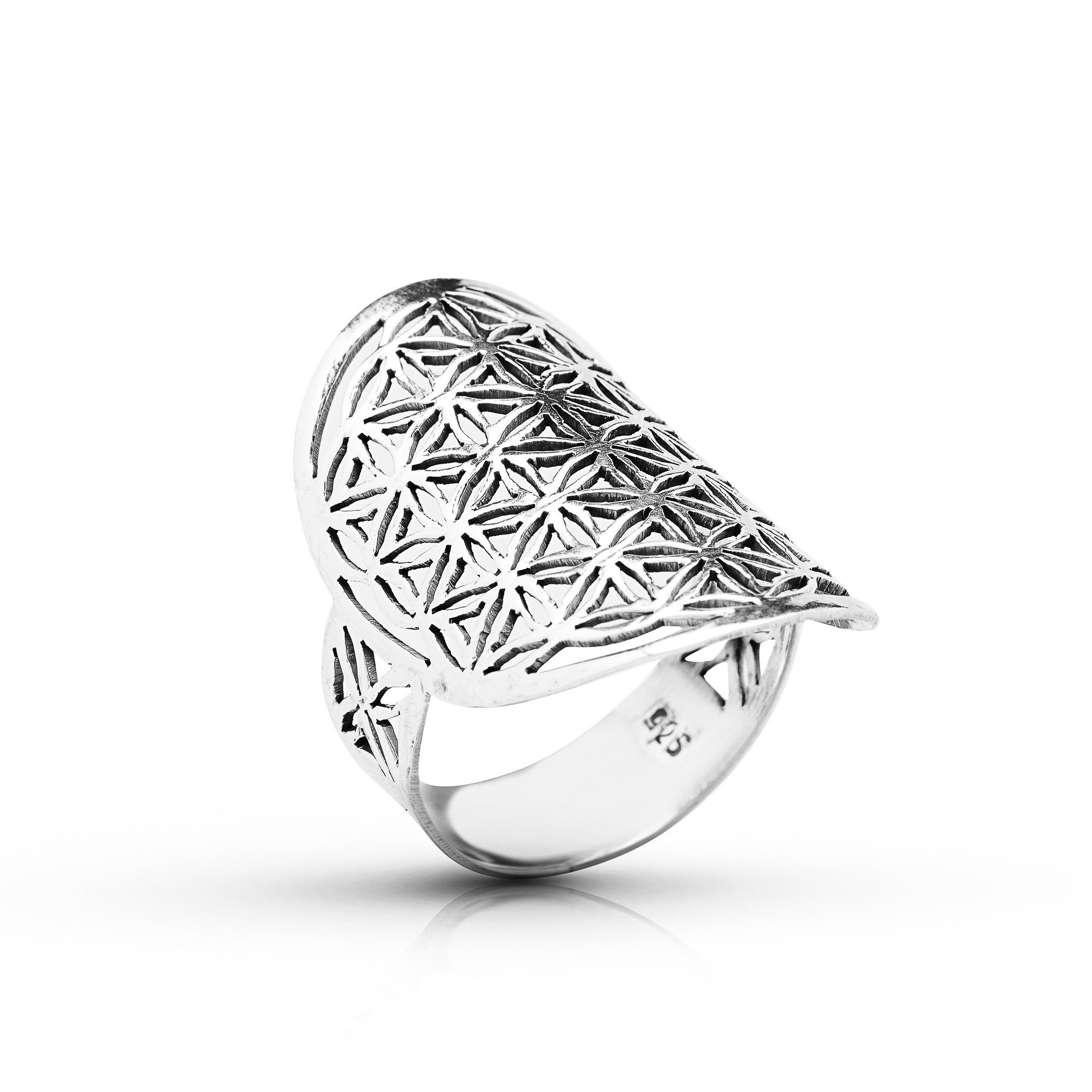 Flower of Life Ring Sterling Silver 925 Sizes Us 7 8 9 Sacred Geometry Yoga jewelry (9)