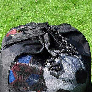 Eco Walker Ball Bag Large Capacity (Holds 16 Soccer Balls) Heavy Duty Mesh Drawstring with Adjustable Shoulder Strap and Thick Handle