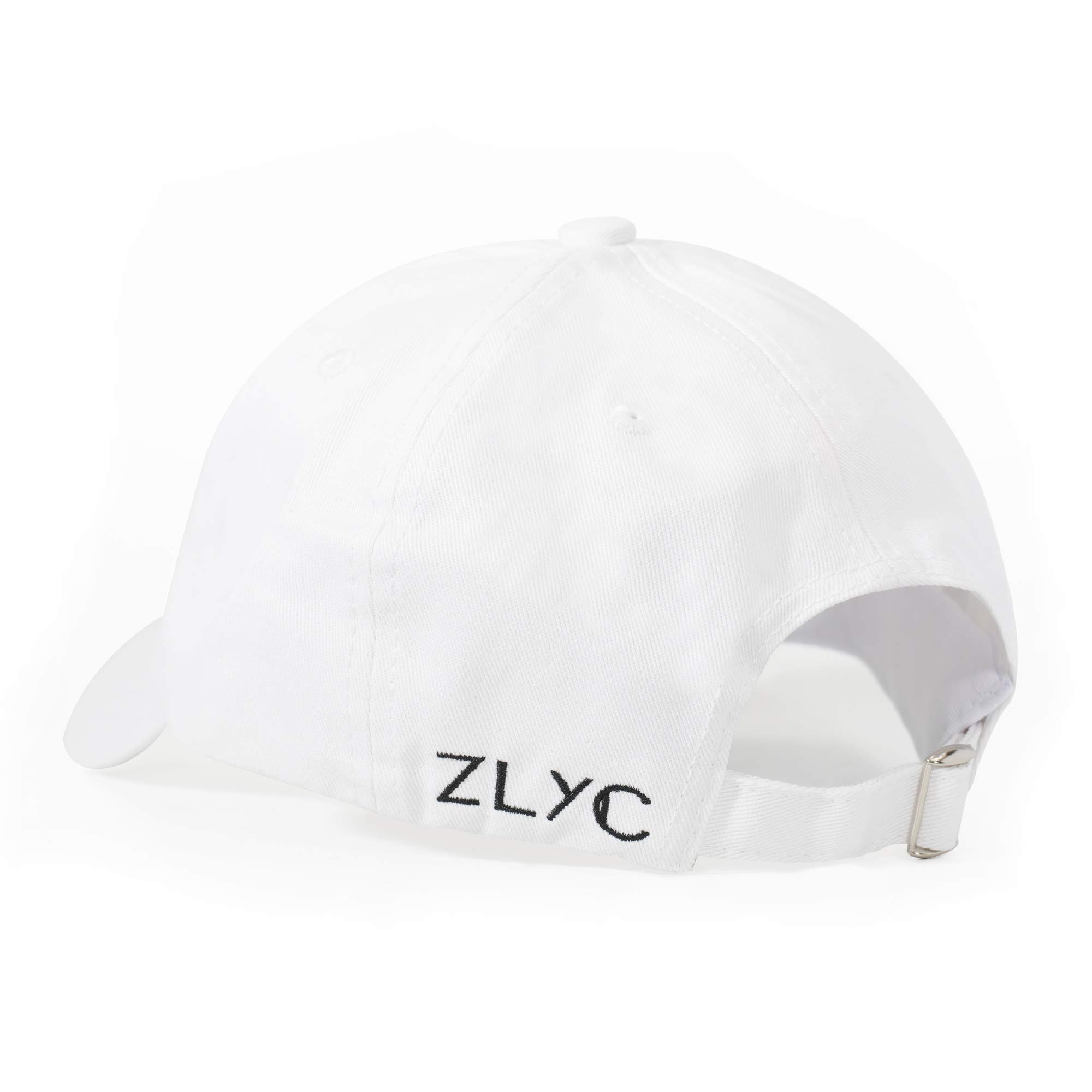 ZLYC Pineapple Embroidered Cotton Baseball Cap Adjustable Strapback Hat for Mens Womens, White