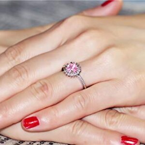 Uloveido Round Pink CZ Zircon Platinum Plated Engagement Wedding Band Ring for Women Fashion Jewelry (Size 6) Y3522