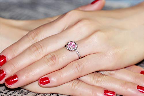 Uloveido Round Pink CZ Zircon Platinum Plated Engagement Wedding Band Ring for Women Fashion Jewelry (Size 6) Y3522