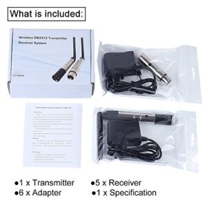 CHINLY 6pcs 2.4G DMX512 Wireless 1 Male Transmitter & 5 Female Receivers Control Short version for Stage PAR Party Light