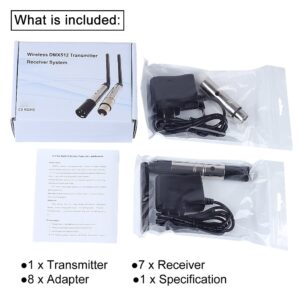 DMX Wireless, CHINLY 8pcs 2.4G DMX 512 1 Male Transmitter & 7 Female Receivers Short version for Stage PAR Party Light