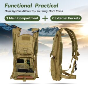 MARCHWAY Tactical Molle Hydration Pack Backpack with 3L TPU Water Bladder, Military Daypack for Cycling, Hiking, Running, Climbing, Hunting, Biking (Tan)