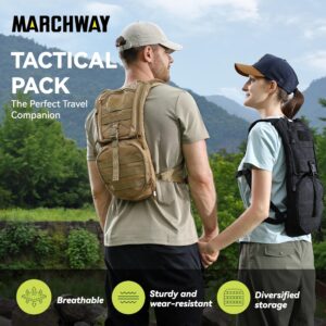 MARCHWAY Tactical Molle Hydration Pack Backpack with 3L TPU Water Bladder, Military Daypack for Cycling, Hiking, Running, Climbing, Hunting, Biking (Tan)