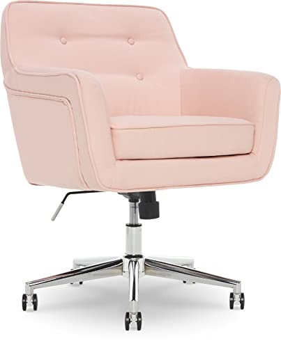 Serta Style Ashland Home Office Chair, Party Blush Pink Twill Fabric