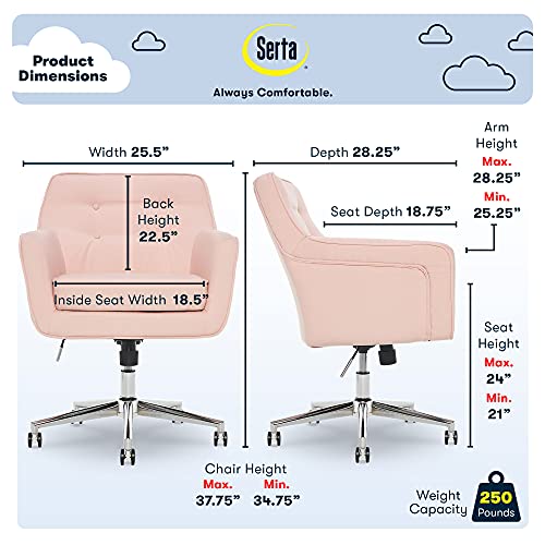 Serta Style Ashland Home Office Chair, Party Blush Pink Twill Fabric