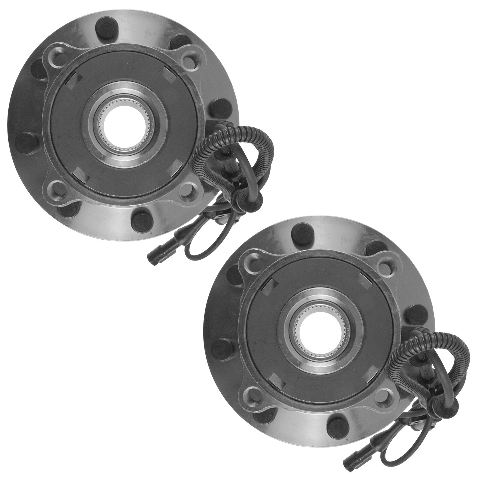 TRQ Front Wheel Hub & Bearing Pair for Super Duty Pickup Truck 4x4 4WD w/ABS