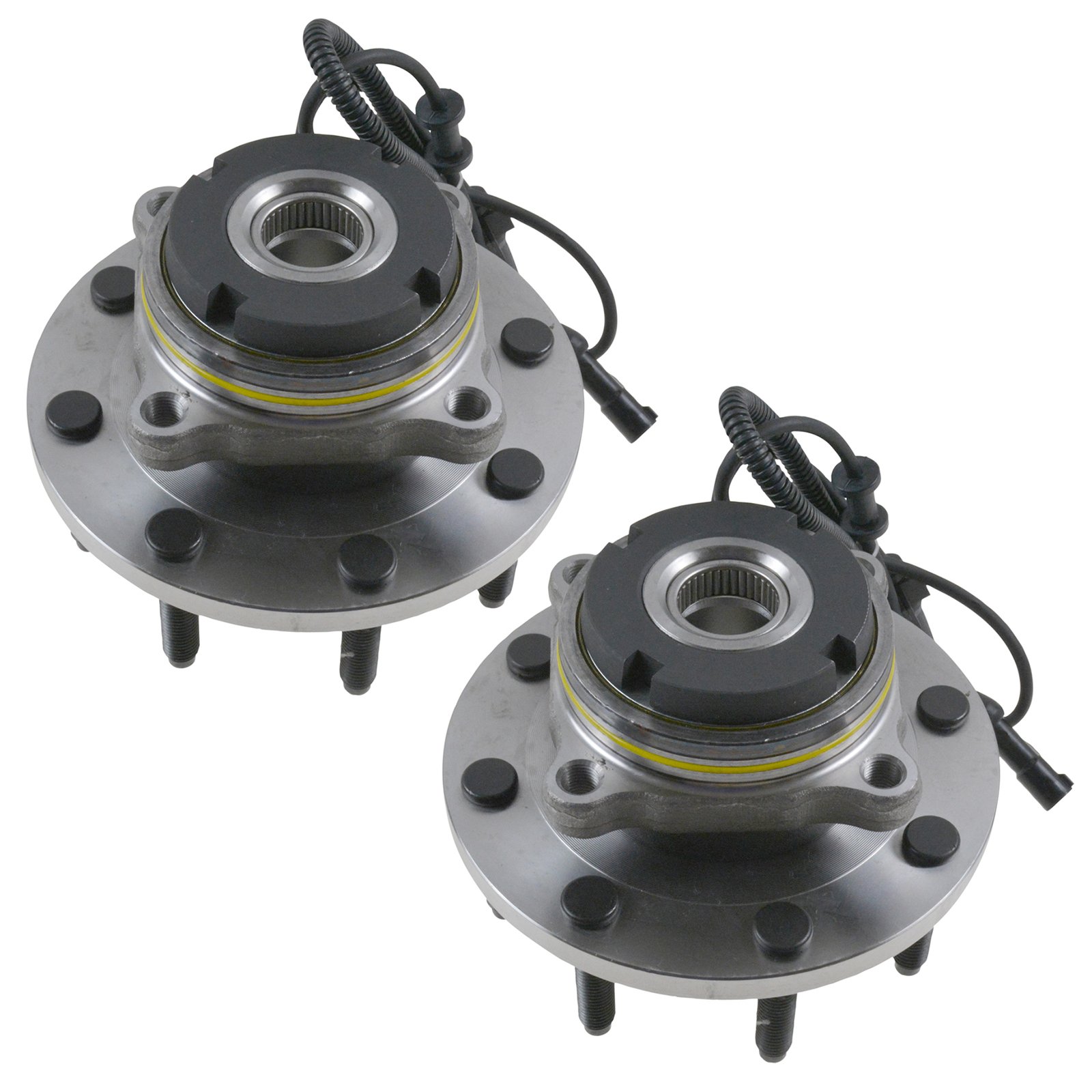 TRQ Front Wheel Hub & Bearing Pair for Super Duty Pickup Truck 4x4 4WD w/ABS