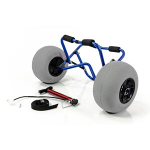 KAYAK CARRIER CART with Large Balloon Tires Heavy Duty Blue + Pump & Strap