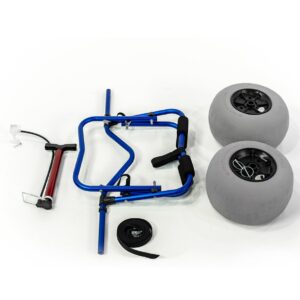 KAYAK CARRIER CART with Large Balloon Tires Heavy Duty Blue + Pump & Strap