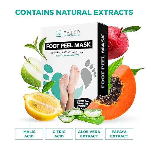 Lavinso Foot Peel Mask for Dry Cracked Feet – 2 Pack Dead Skin Remover and Callus - Exfoliating Peeling Soft Baby Feet, Original Scent