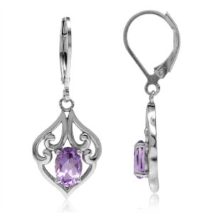 silvershake 1.48ct. natural amethyst 925 sterling silver victorian style leverback dangle earrings