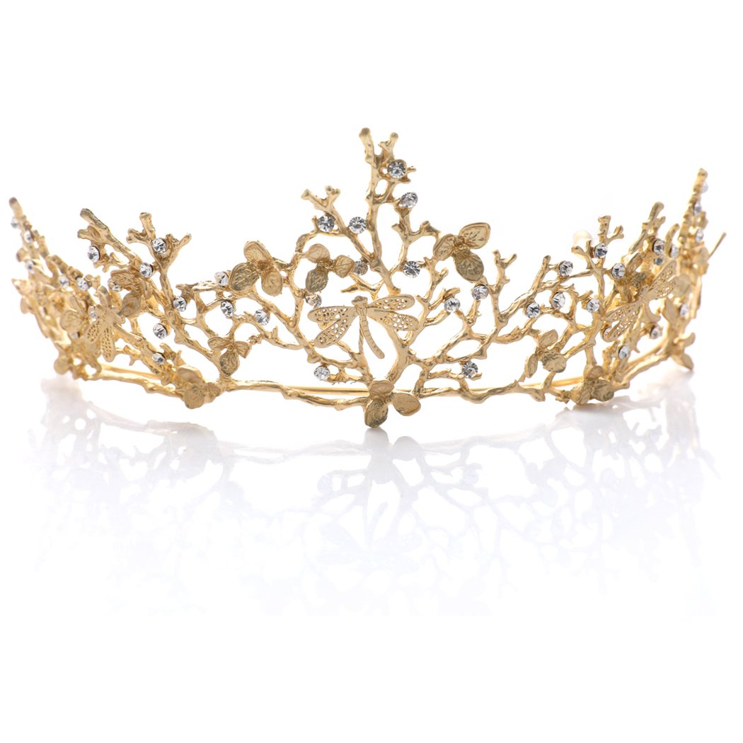 Yean Adult Tiaras and Crowns Gold Wedding Princess Queen Crown Baroque Vintage Rhinestone Tiara Hair Accessories for Women and Men (Gold)