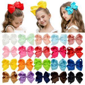 deeka 20 pcs multi-colored 6" hand-made grosgrain ribbon hair bow alligator clips hair accessories for little girls