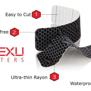 FlexU Synthetic Kinesiology Tape; Single Roll (Pre-Cut or Continuous); Advanced Strength and Flexibility Properties; Longer Lasting Therapeutic Recovery Tape;(pre-cut back)