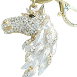 Sindary Austrian Crystal Art Style 2.76" Horse Keychain Pendant K6535 (Gold-Tone Clear)