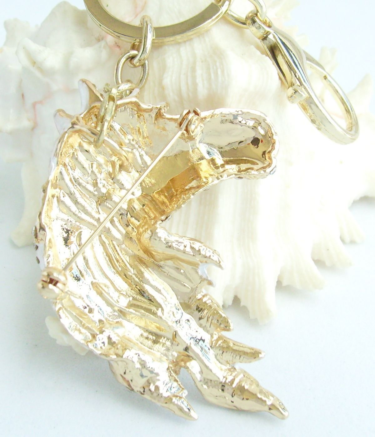 Sindary Austrian Crystal Art Style 2.76" Horse Keychain Pendant K6535 (Gold-Tone Clear)