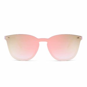 jim halo trendy rimless mirrored sunglasses reflective sun glasses for women men (pink/mirror pink)