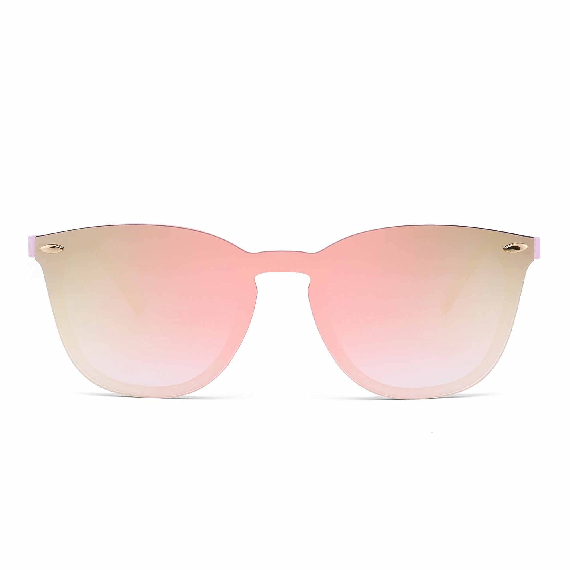 JIM HALO Trendy Rimless Mirrored Sunglasses Reflective Sun Glasses for Women Men (Pink/Mirror Pink)