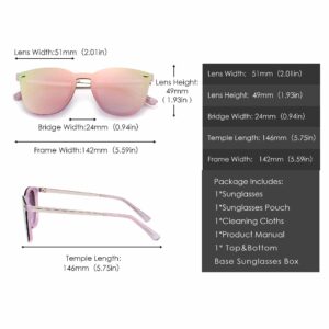 JIM HALO Trendy Rimless Mirrored Sunglasses Reflective Sun Glasses for Women Men (Pink/Mirror Pink)