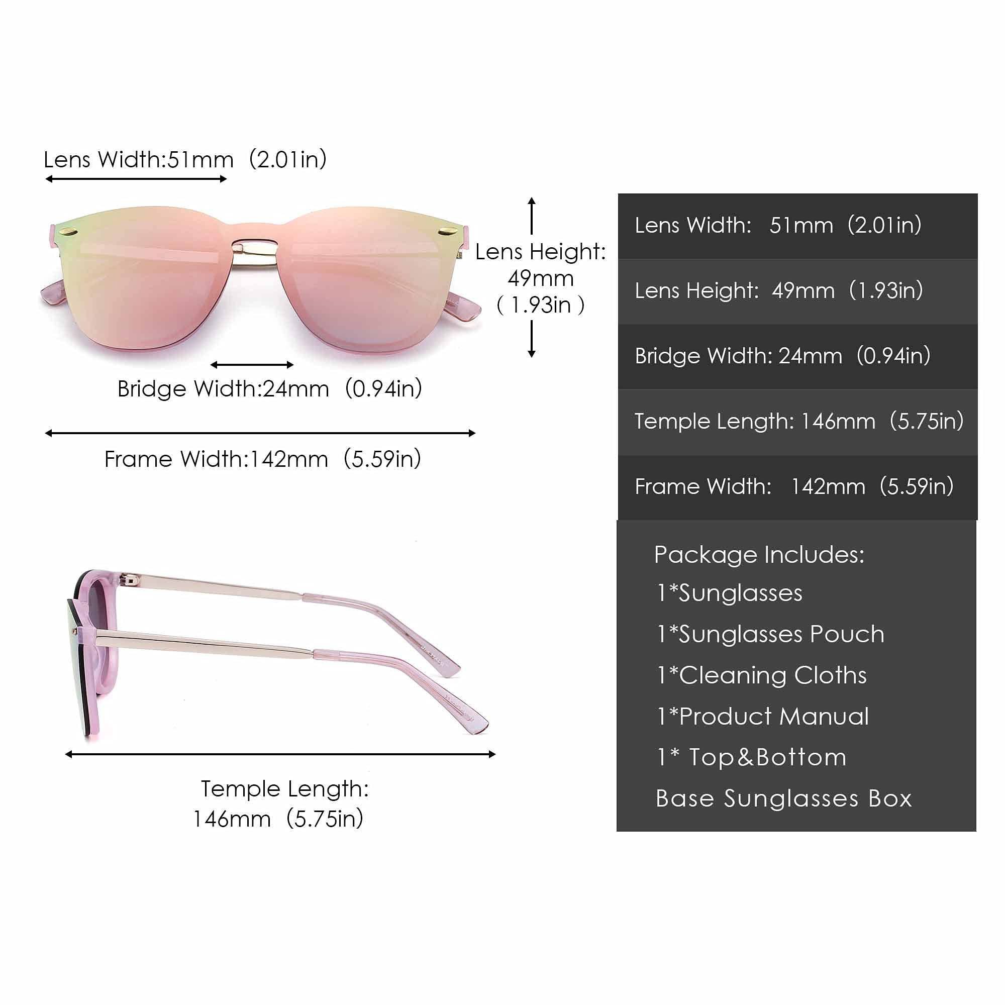 JIM HALO Trendy Rimless Mirrored Sunglasses Reflective Sun Glasses for Women Men (Pink/Mirror Pink)