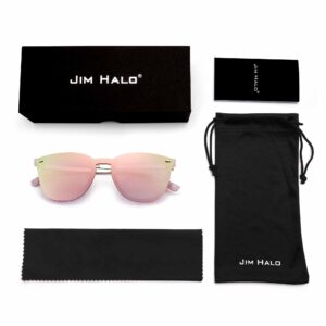 JIM HALO Trendy Rimless Mirrored Sunglasses Reflective Sun Glasses for Women Men (Pink/Mirror Pink)