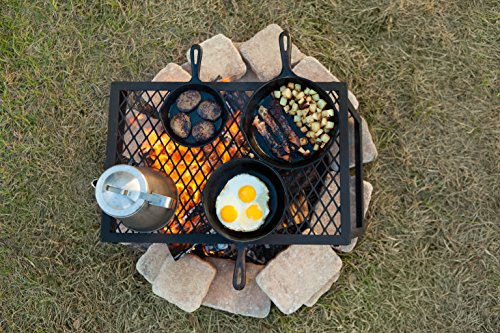 Amazon Basics Medium Portable Folding Camping Grill Grate - 18 x 12 x 7 Inches, Black Steel