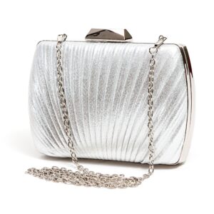 lady couture shell pleated clutch bag, shell bag silver