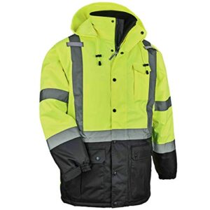 ergodyne mens class 3 hi vis thermal parka quilted, lime, xx-large us