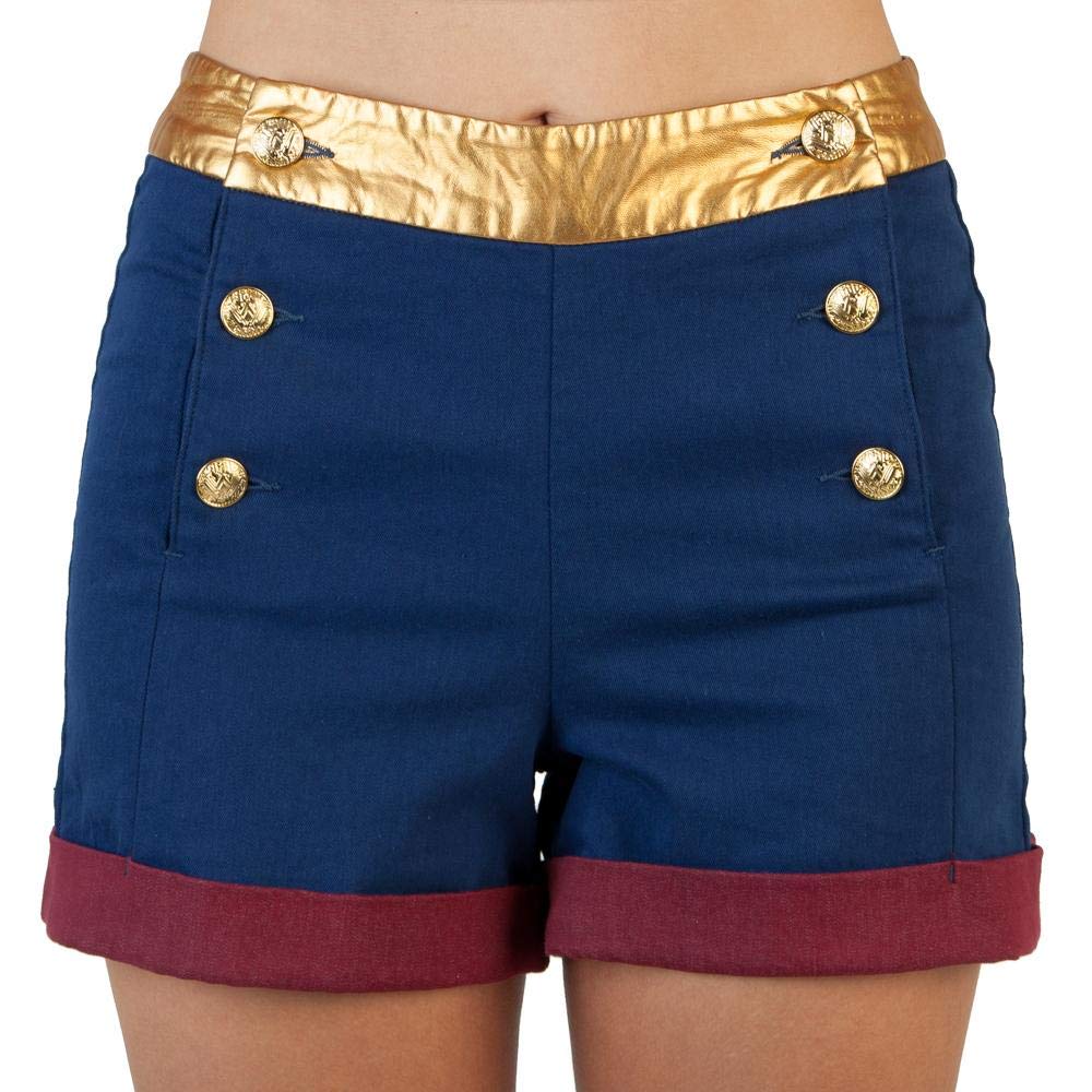 DC Comics Wonder Woman High Waisted Shorts-XX-Large Navy