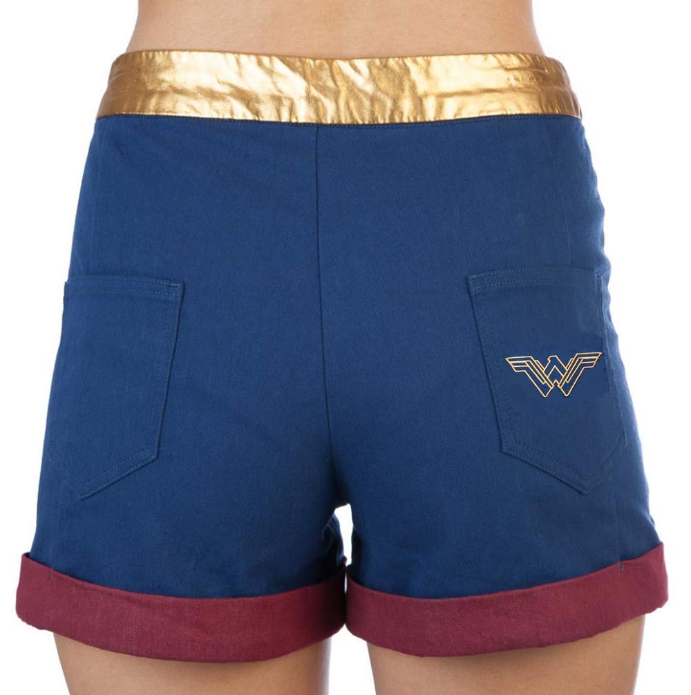 DC Comics Wonder Woman High Waisted Shorts-XX-Large Navy