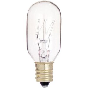 KOR (Pack of 6) 15T7/C - 15W Clear Incandescent Salt Lamp & Appliance Bulb - T7 Light Bulb - with Candelabra E12 Base - 15T7