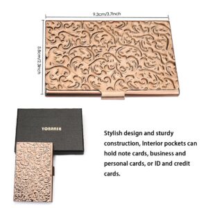 YOBANSA Stainless Steel Sculpture Rose Gold Business Card Holder Credit Card Holder Name Card Case Business Card Case for Men and Women (Rose gold 02)