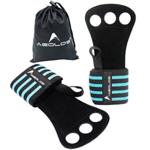 AEOLOS Gymnastics Hand Grips/Gloves with Wrist Wrap Support for WODs,Pull up,Power Weight Lifting,Kettlebells and Gym Workout (Blue4)