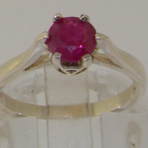 925 Sterling Silver Natural Ruby Womens Solitaire Ring - Sizes 4 to 12 Available