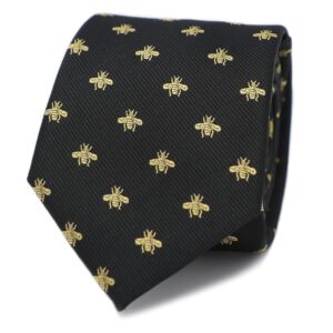 mendepot bee necktie with box microfiber jacquard gold bee pattern tie