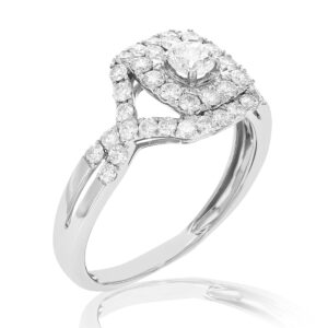 Vir Jewels 1 cttw Diamond Criss-Cross Wedding Engagement Ring 14K White Gold Square Bridal Size 7