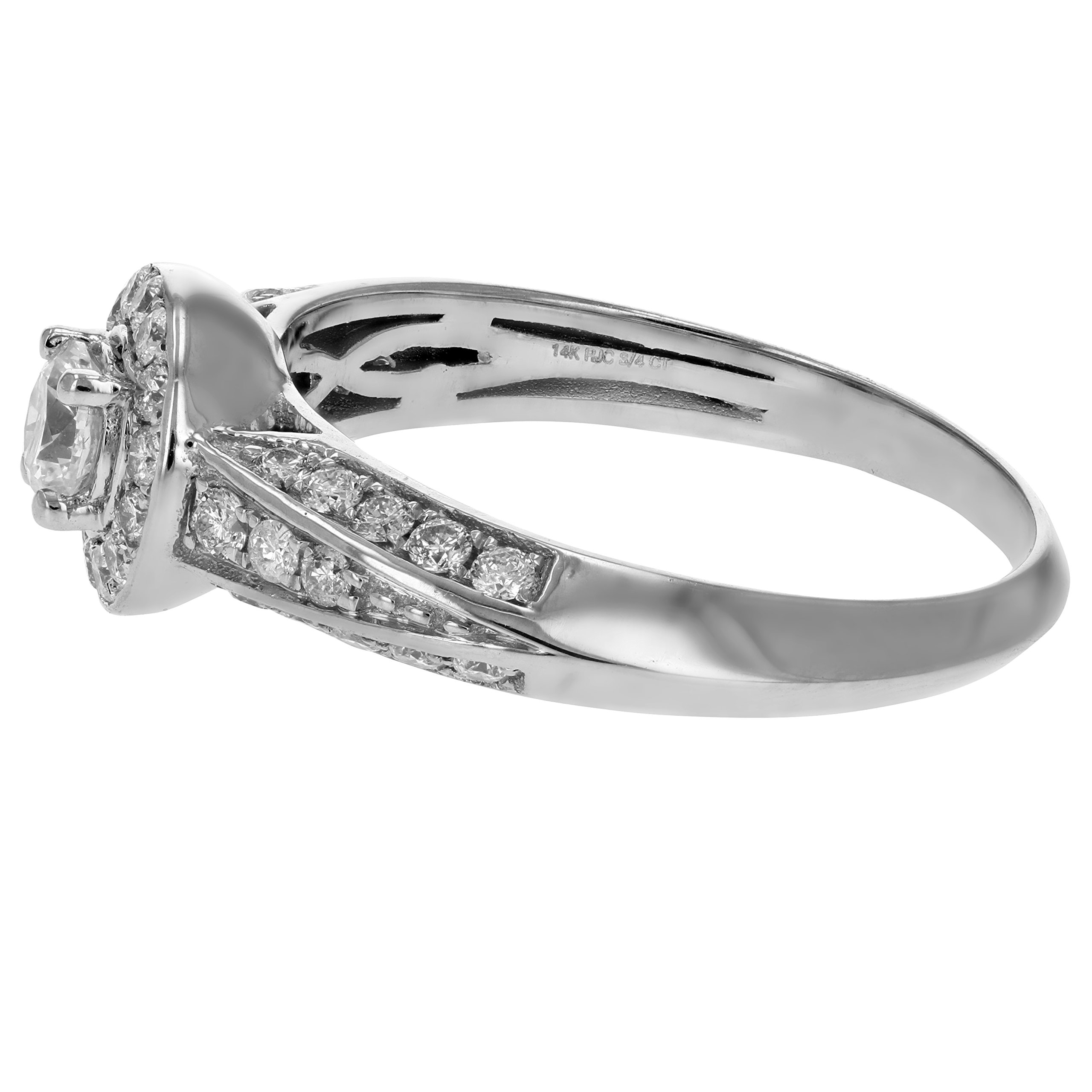 Vir Jewels 3/4 cttw Diamond Wedding Engagement Ring 14K White Gold Halo Prong Set Bridal Size 6