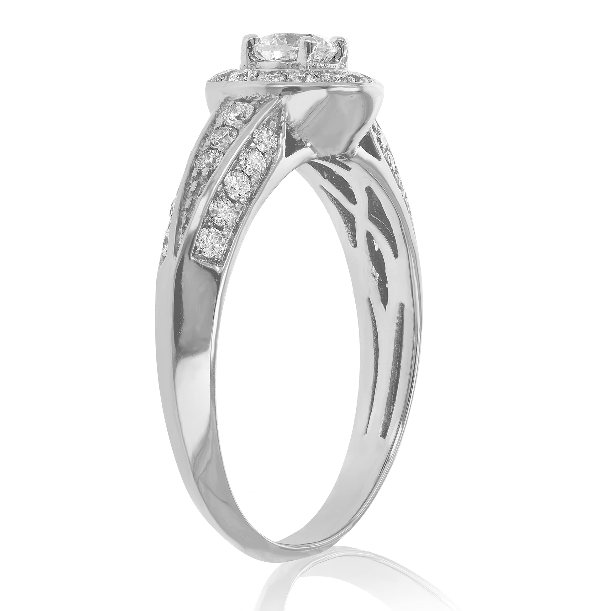 Vir Jewels 3/4 cttw Diamond Wedding Engagement Ring 14K White Gold Halo Prong Set Bridal Size 6