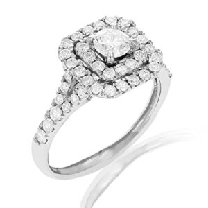 Vir Jewels 7/8 cttw Diamond Wedding Engagement Ring 14K White Gold Halo Prong Set Bridal Size 7