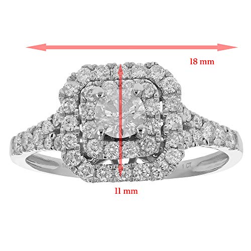 Vir Jewels 7/8 cttw Diamond Wedding Engagement Ring 14K White Gold Halo Prong Set Bridal Size 7