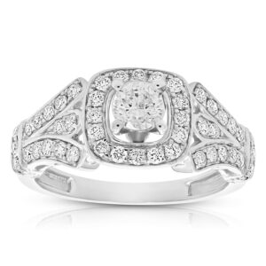 vir jewels 1 cttw diamond halo wedding engagement ring 14k white gold cushion shape bridal size 6