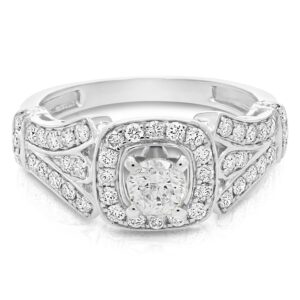 Vir Jewels 1 cttw Diamond Halo Wedding Engagement Ring 14K White Gold Cushion Shape Bridal Size 6